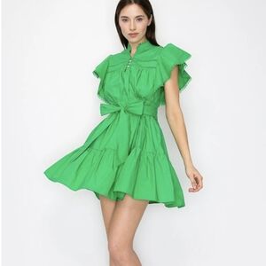 Ina Emerald Green Ruffle Mini Dress